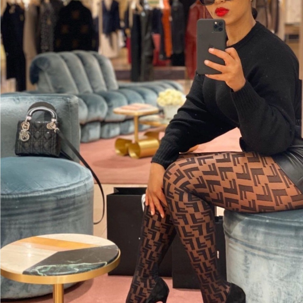 Authentic Fendi Black Logo tights